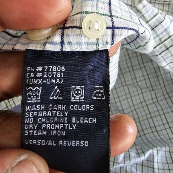 Tommy Hilfiger Shirt Men Sz S Button Up Gray Short Sleeve Striped Pockets Logo - Picture 7 of 9